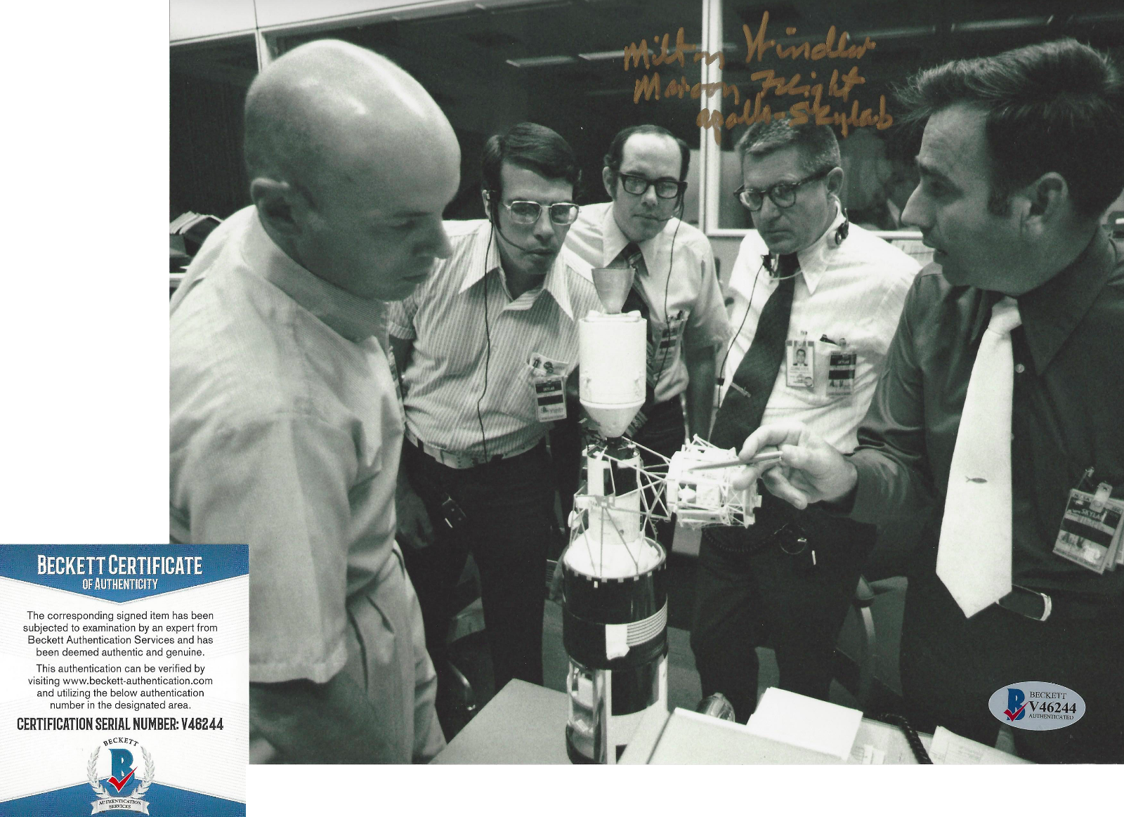 MILTON WINDLER NASA APOLLO 13 FLIGHT DIRECTOR SIGNED 8x10 Photo Poster painting BECKETT BAS COA!