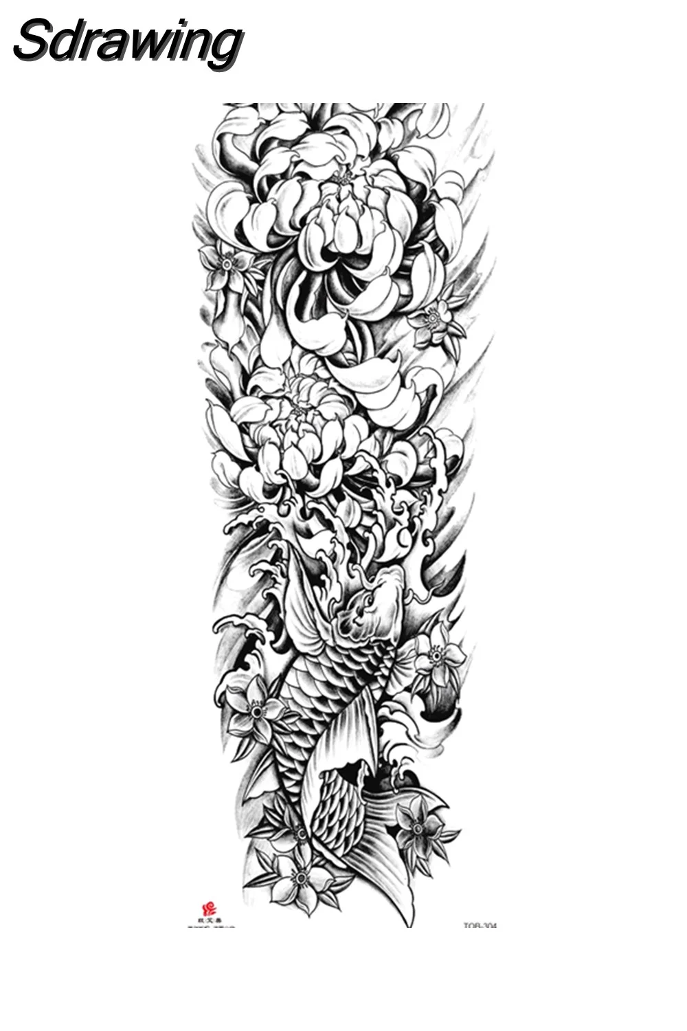 Sdrawing Arm Temporary Tattoo Wolf Lion Fish Horns Geometric Man Body Leg Rose Flower Phoenix Waterproof Sticker Cool Women Tatoo 715-0