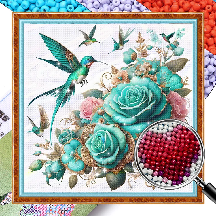 Rose Hummingbird (36*36cm) 11CT Bead embroidery gbfke