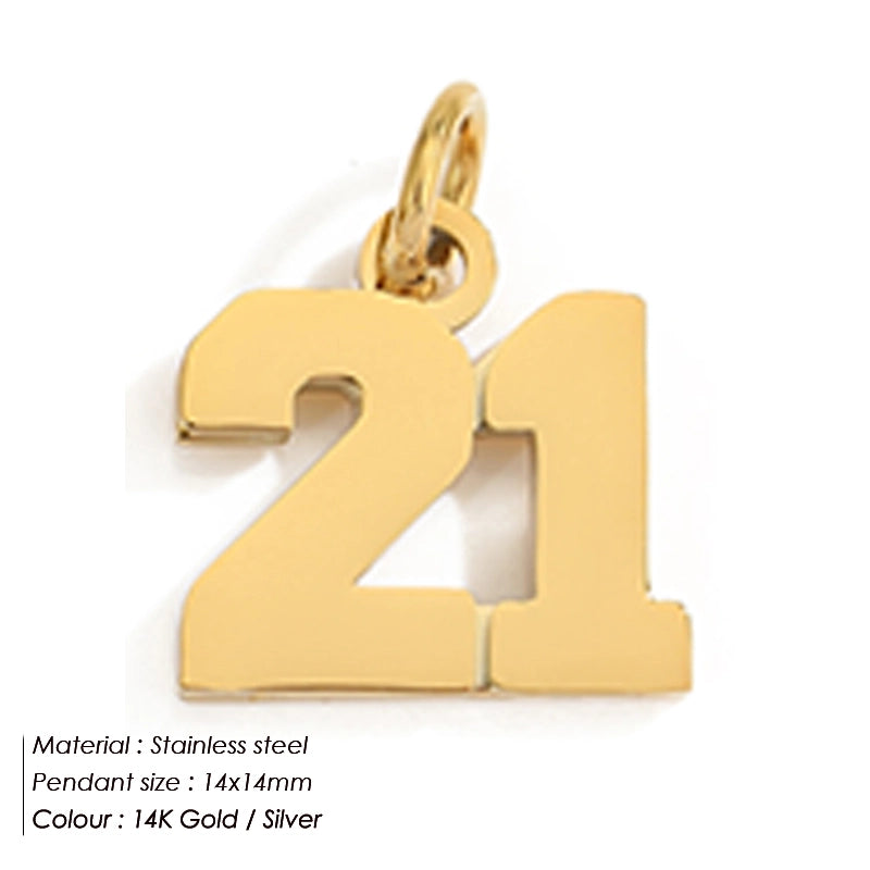 1 Piece 14*17mm 8 * 14mm 304 Stainless Steel 14K Gold Plated Number Pendant Jewelry Accessories