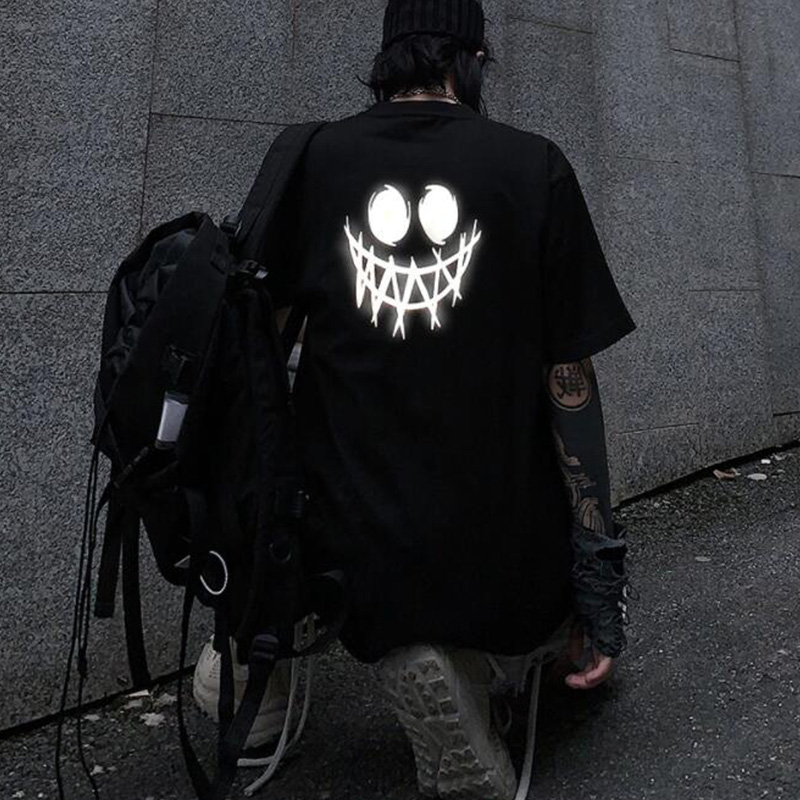Goth Punk Reflective Clown Print T-shirt(1.0) / TECHWEAR CLUB / Techwear