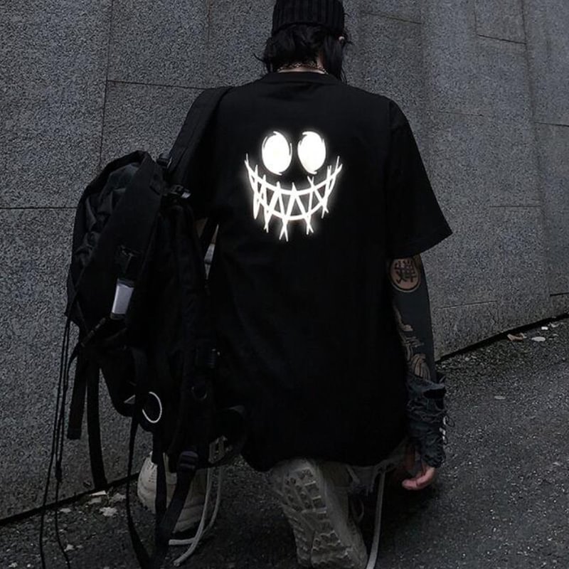 Project - S Black Reflective Joker Laugh T-shirt