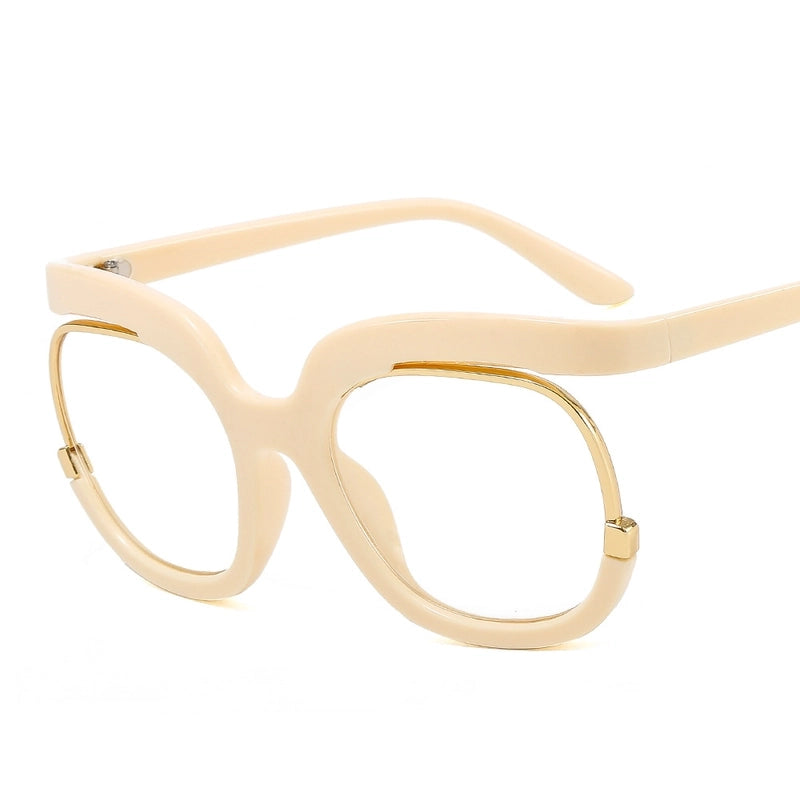 Fashion Solid Color Oval Frame Half Frame Optical Glasses