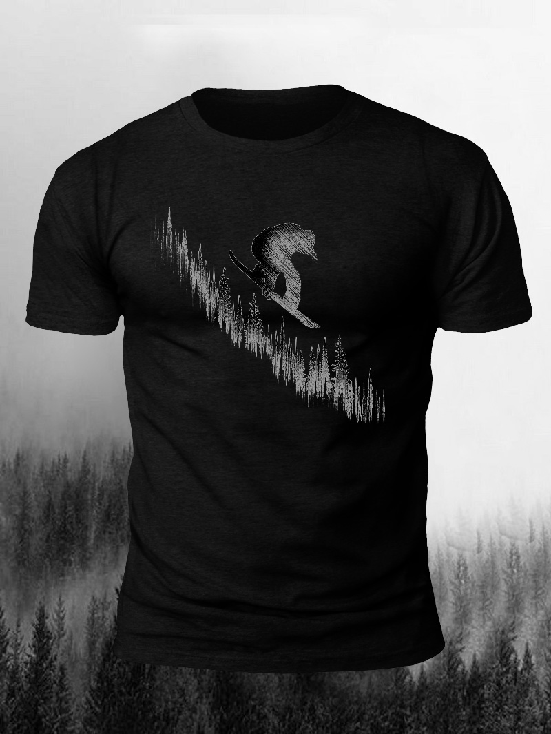 Men's Jungle Ski Print Casual Short Sleeve T-shirt