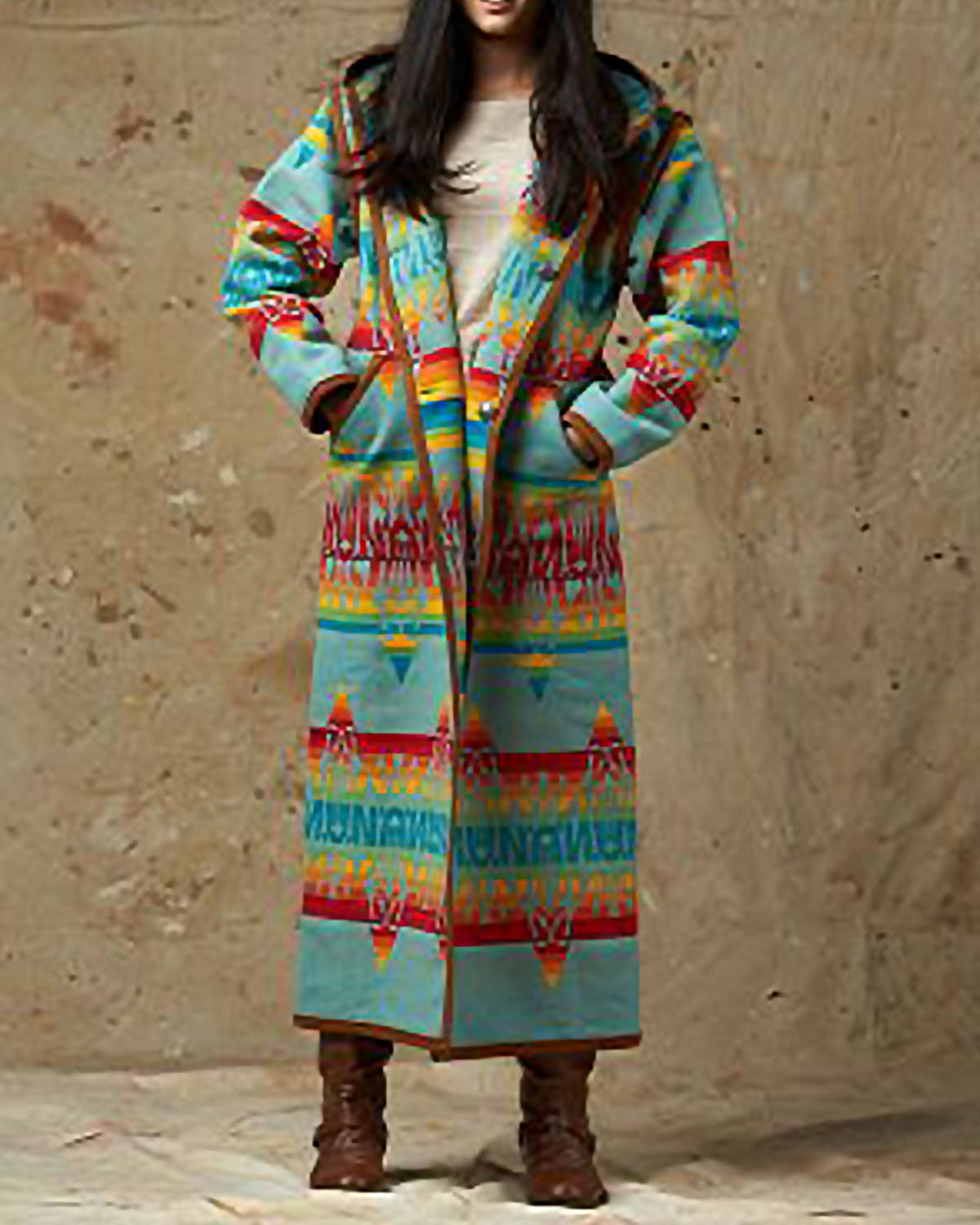 Kraffs Reversible Long Wool Coat, Chief Joseph 2319