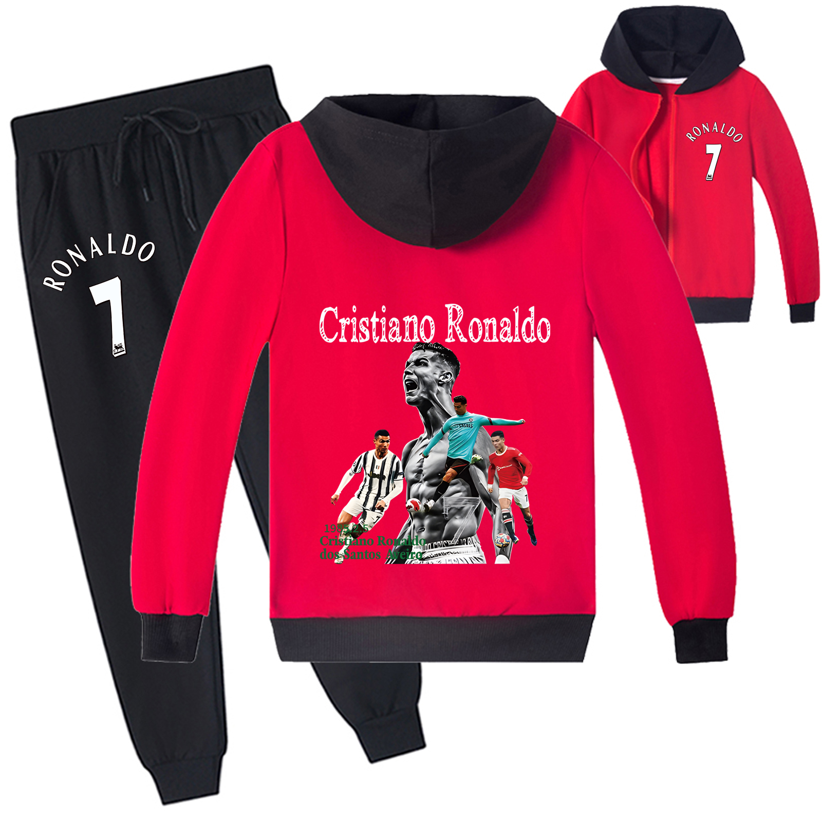 Mayoulove Kids Cristiano Ronaldo Zip-Up Set - Trendy Sportswear for Boys  Girls - Perfect Gift for Young Fans-Mayoulove