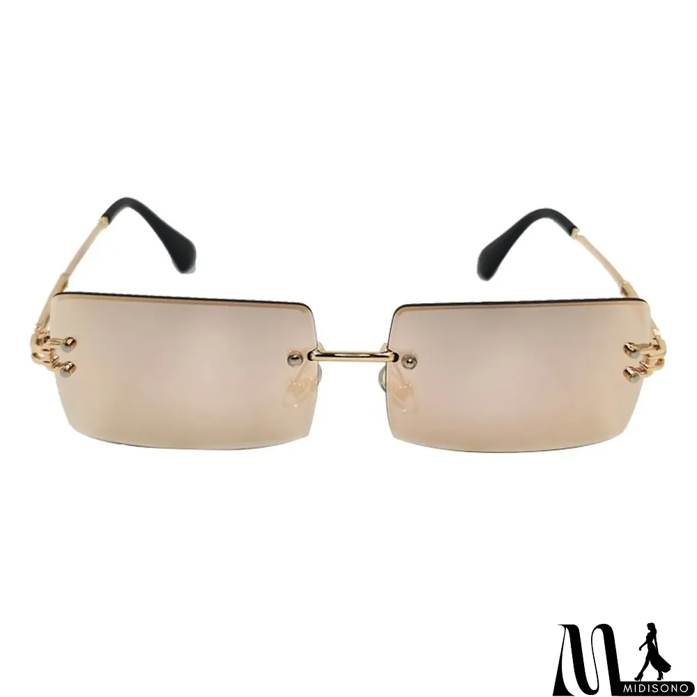 MidiSono - Women Rimless Metal Square Sunglasses