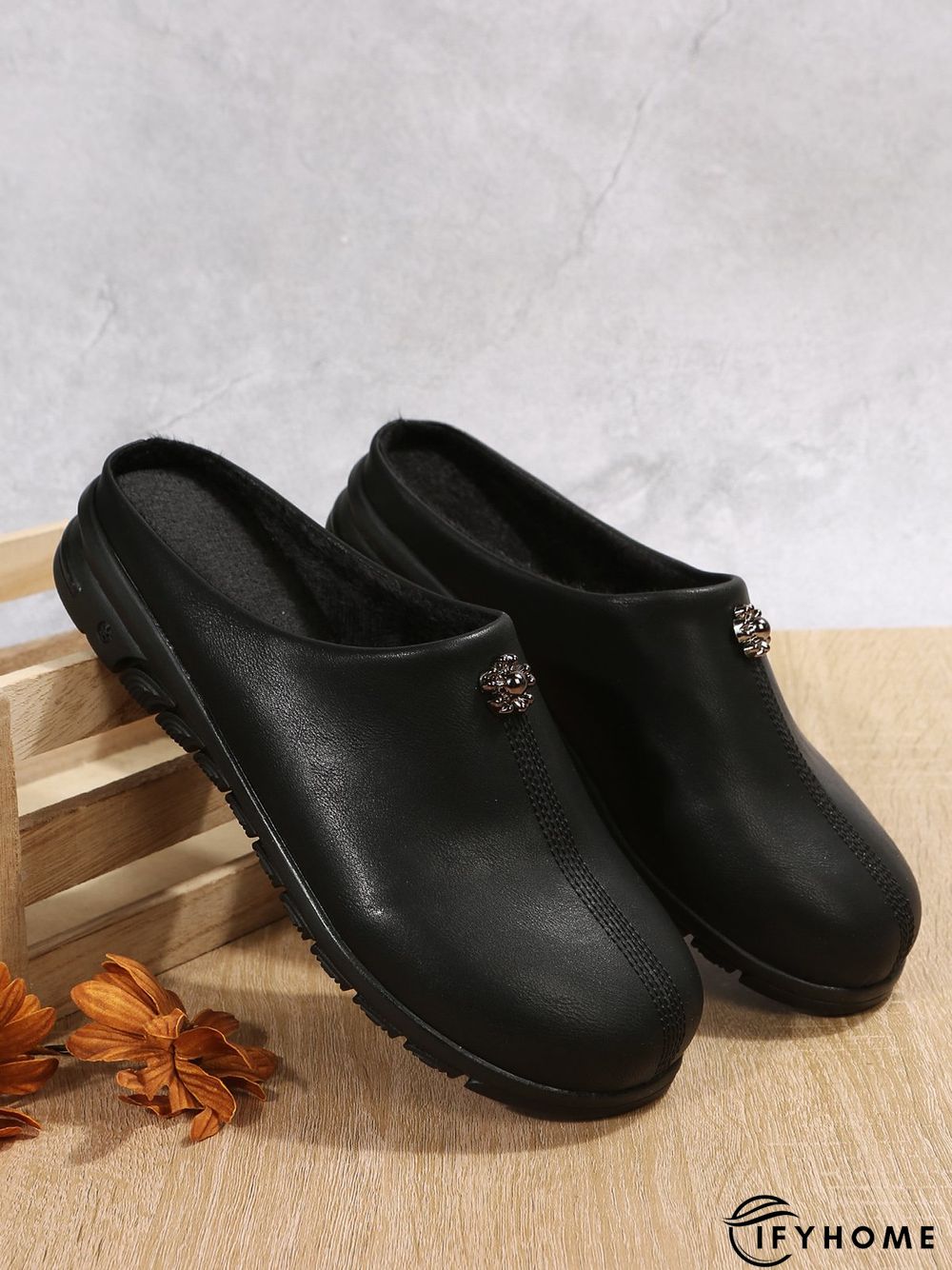 Vintage  Plain Color Non-Slip Flat Mules | IFYHOME