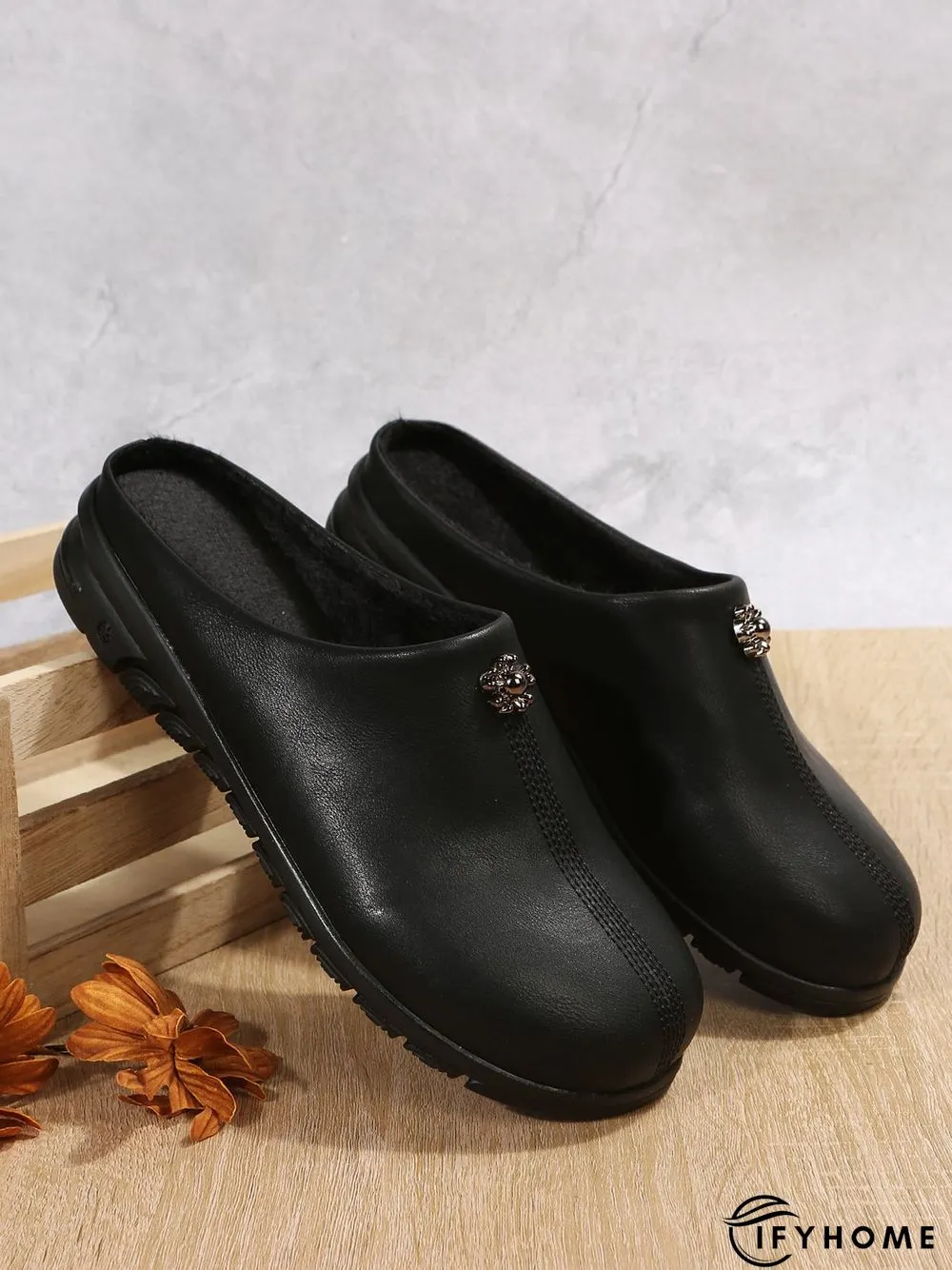 Vintage  Plain Color Non-Slip Flat Mules | IFYHOME