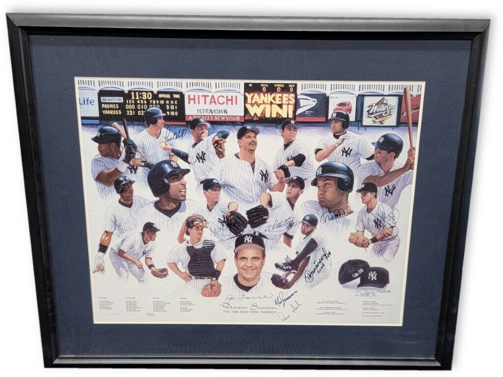 Derek Jeter Mariano Rivera + 9 Signed Auto Framed 16x20 Photo Poster painting 1998 World Series