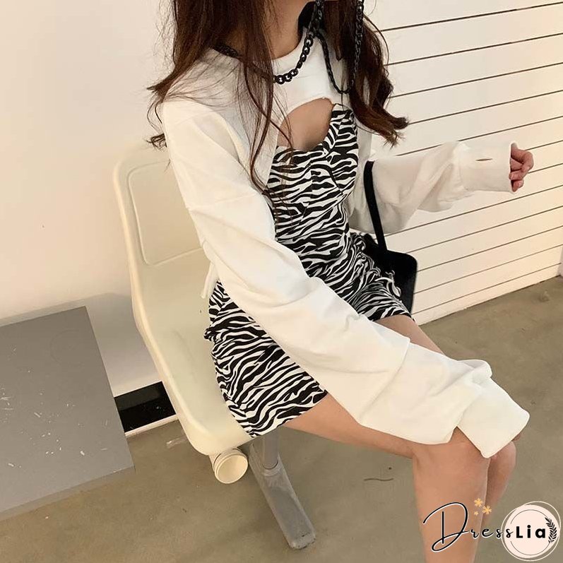 Back College Plus Size Gothic Y2k Dress Women Casual Leopard Long Sleeve Party Mini Female