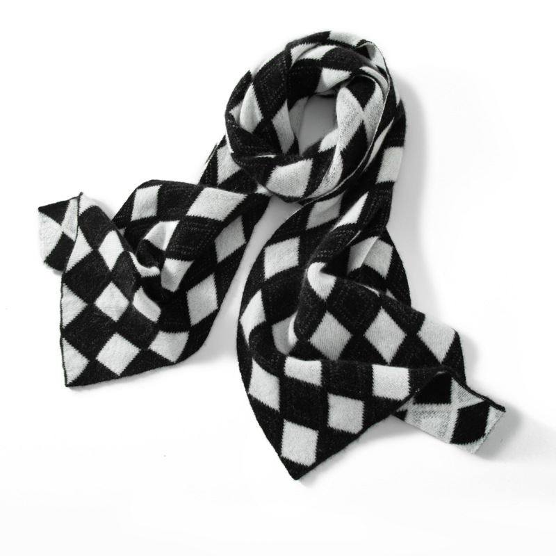 100% Cashmere Scarf Rhombus Style REAL SILK LIFE