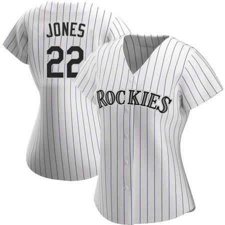 Women's Colorado Rockies #22 Nolan Jones  White Home Replica Jersey