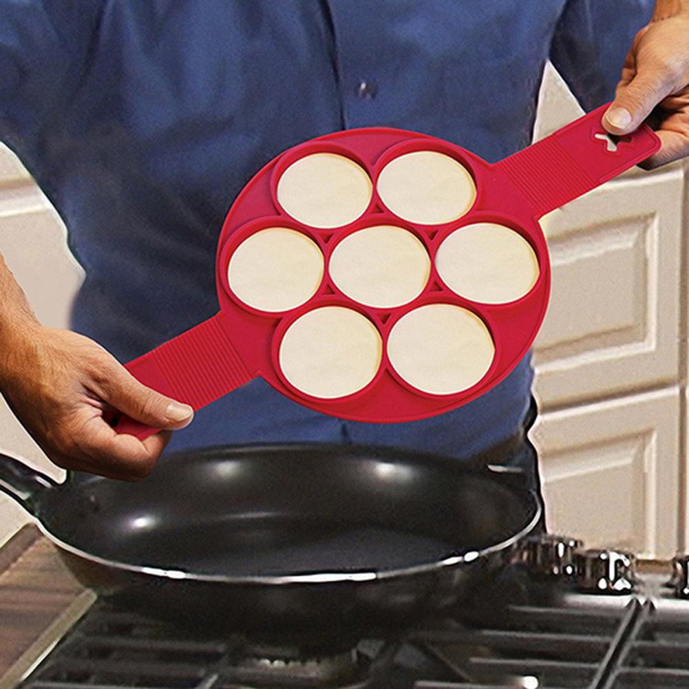 

Pancake Egg Ring Maker Silicone Nonstick Kitchen Cooking Tool With 7 Holes, 501 Original