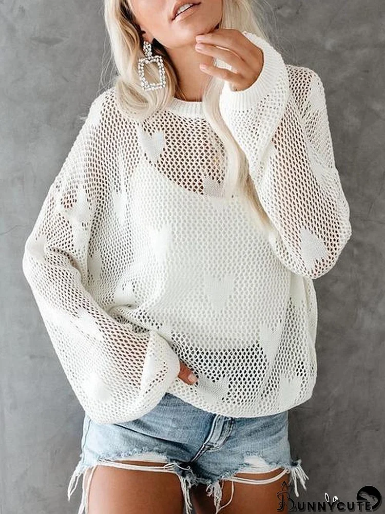 Heart Hollow Out Loose Sweater