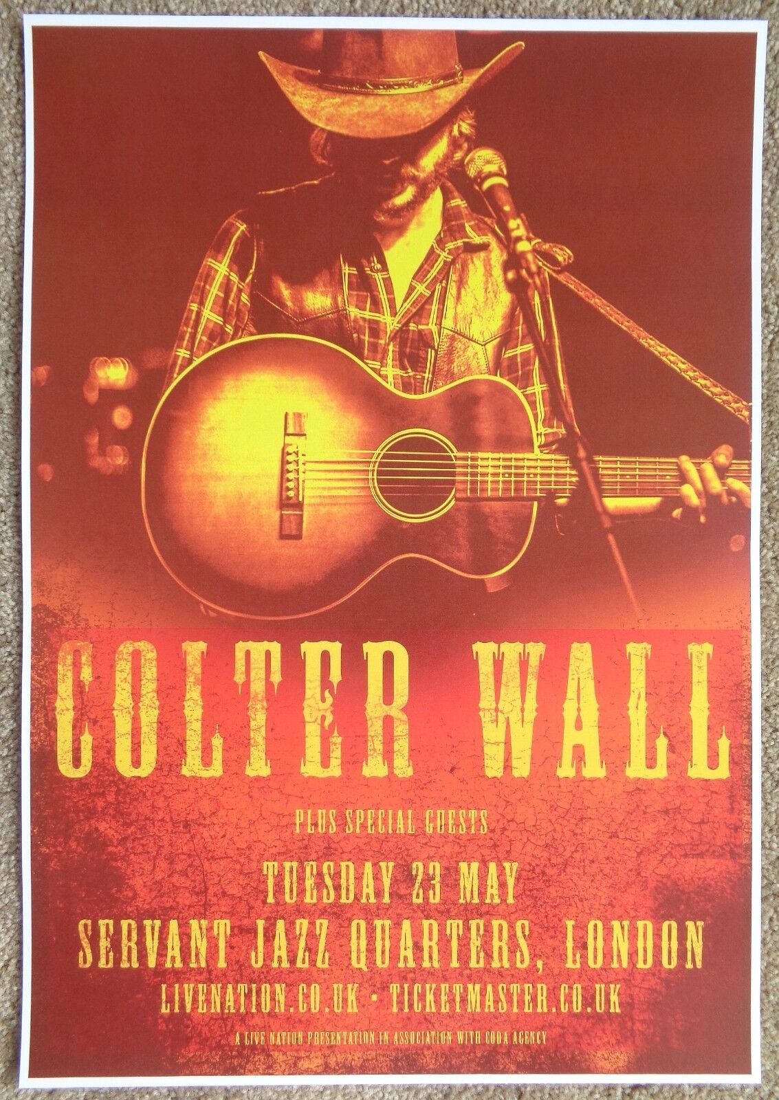 COLTER WALL 2017 Gig Poster London UK Concert United Kingdom