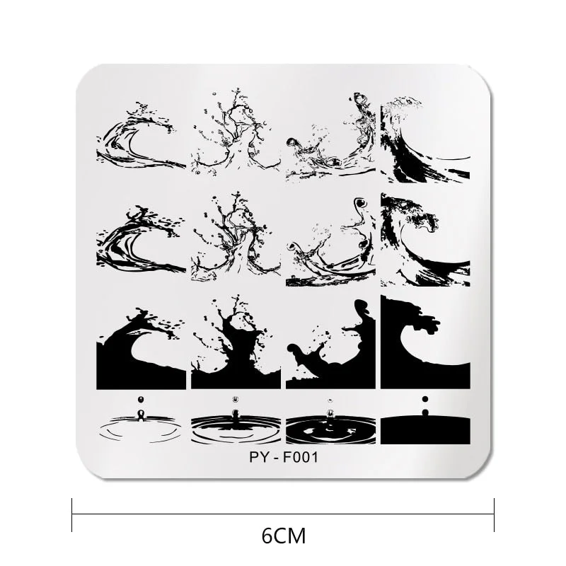PICT YOU Nail Stamping Plates Square Overprint Wave Series Nail Art Image Stamp Stainless Steel Stencils Nail Tools F001-Nail Inspo