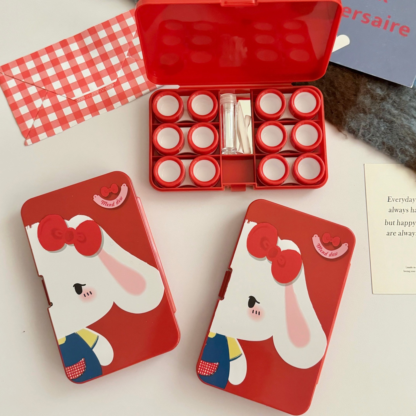 Lop Ear Bow Bunny Coloured Contact Lens Case