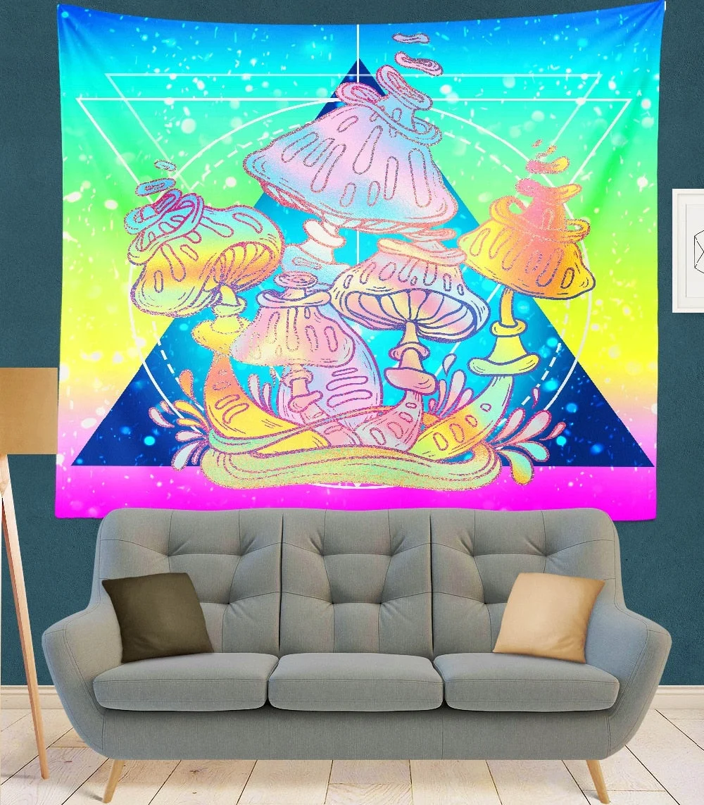 India Mandala Tapestry purple mushroom Wall Hanging Boho Decor Wall Cloth Tapestries Psychedelic Hippie Mandala Wall Carpet