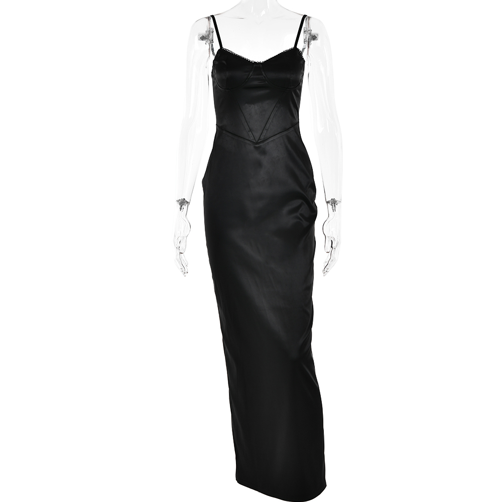 Ootddress Red Sexy Spaghetti Strap Bodycon Elegant Dress For Women Slim Fit Evening Dress Split Maxi Vesidos Party Club Clothing