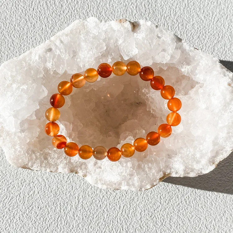 Carnelian Beaded Stone Stretch Bracelet-8mm