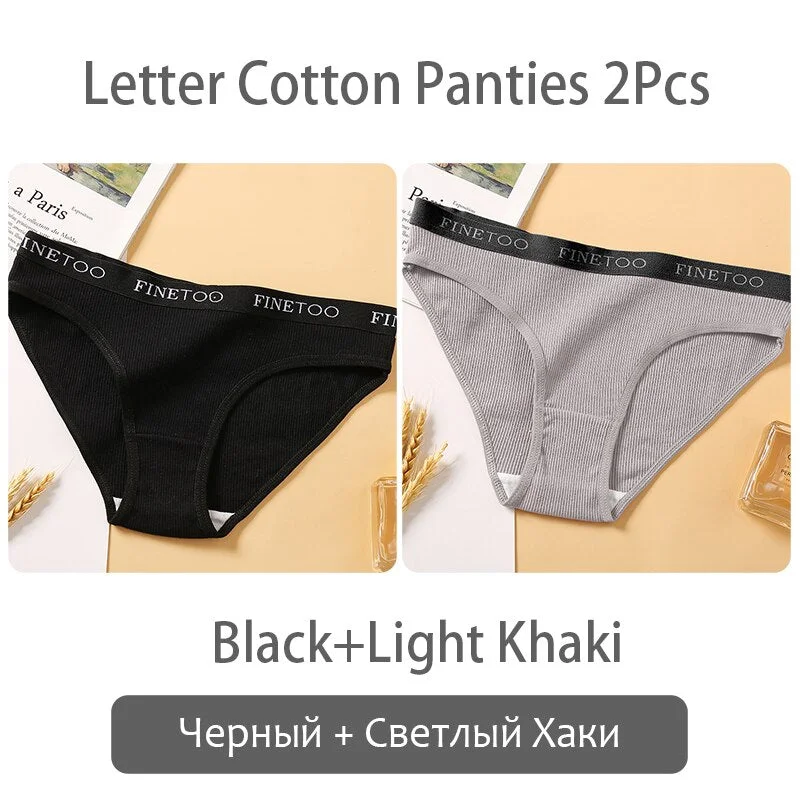 FINETOO New M-2XL Women Underpants Custom Letter Panties Breathable Cotton Underwear Ladies Briefs Casual Panty Female Lingerie