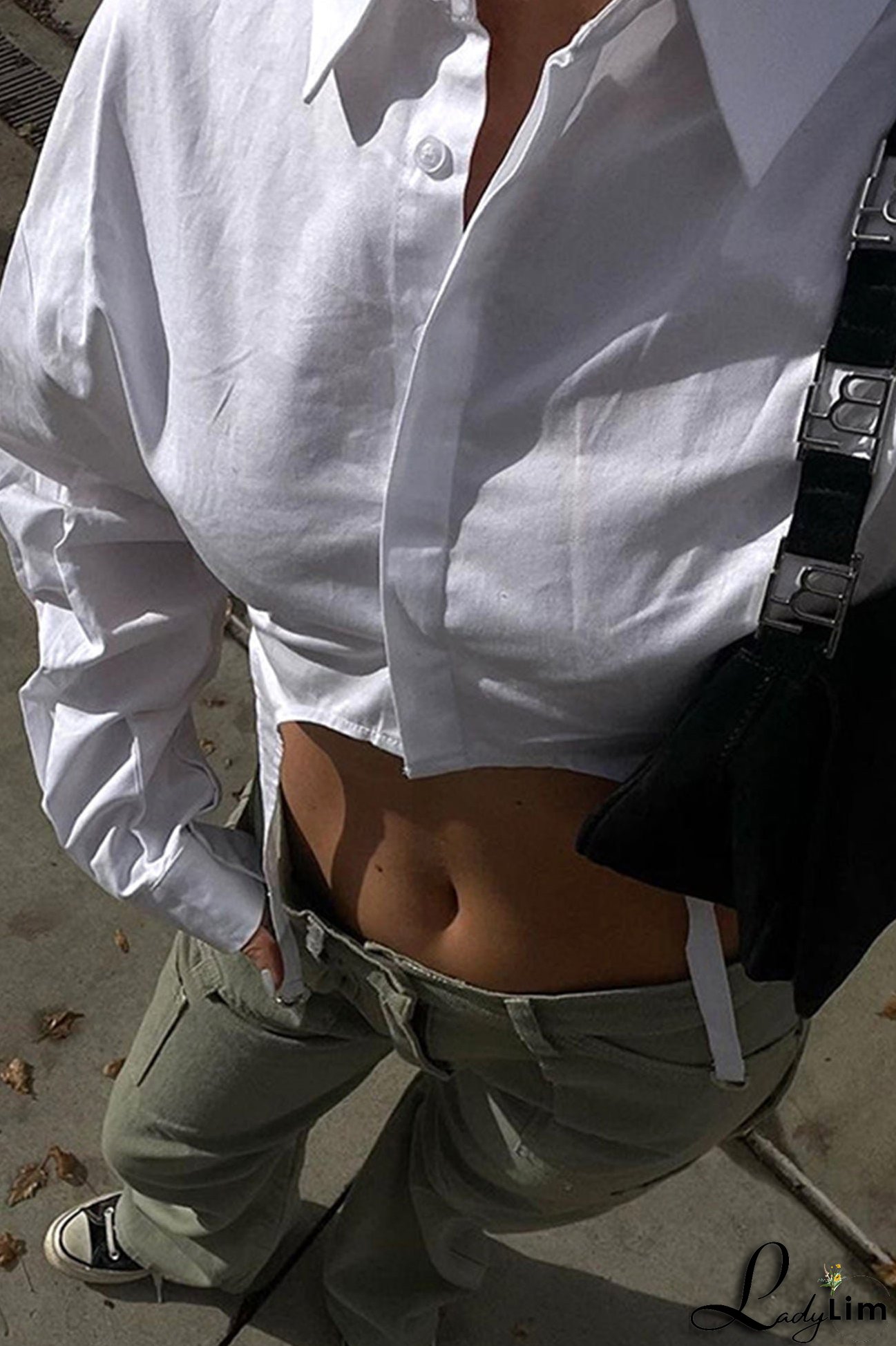 White Irregular Cropped Shirt