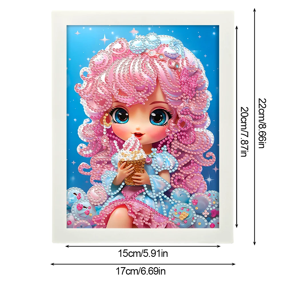 Diamond Painting - Partial Crystal Rhinestone Drill - Cartoon Girl(Canvas|15*20cm)【with Plastic Frame】