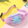 Kids Girl Unicorn Plush Bags  Shoulder Animals Buckle Bag