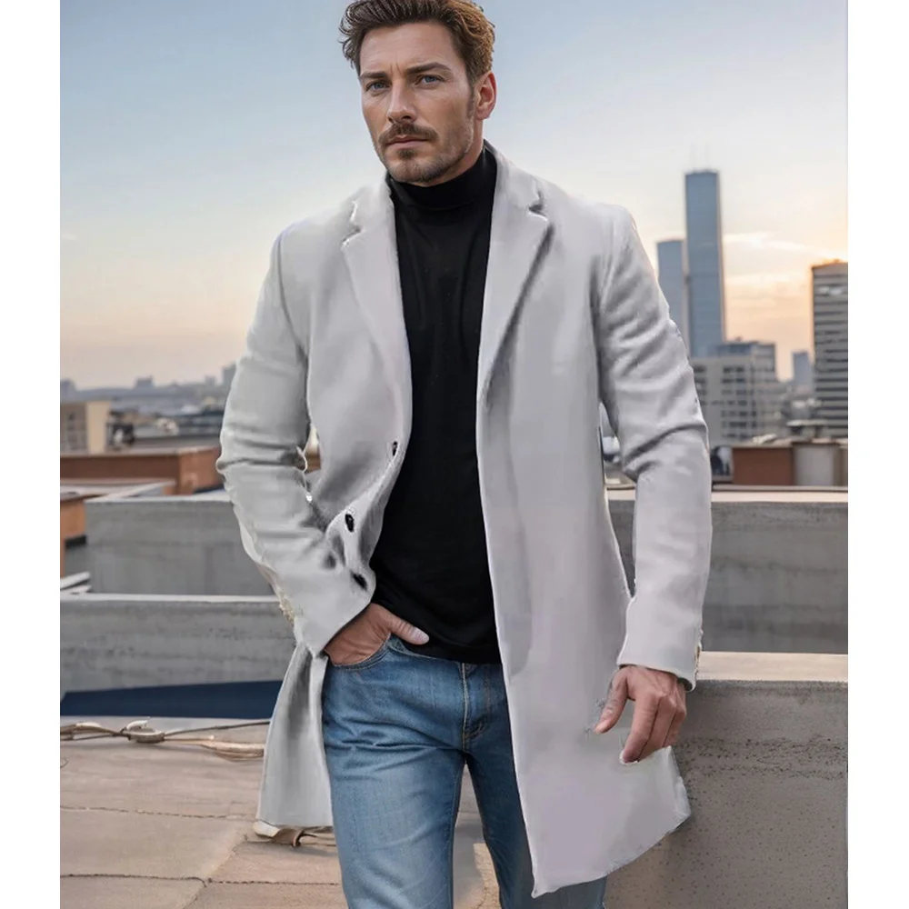 Nigikala Nigikala Men's Wool Coat British Wind Autumn And Winter Thicker, The Long Wind Coat In The Long-Colored Multi-Code Can Be Selected