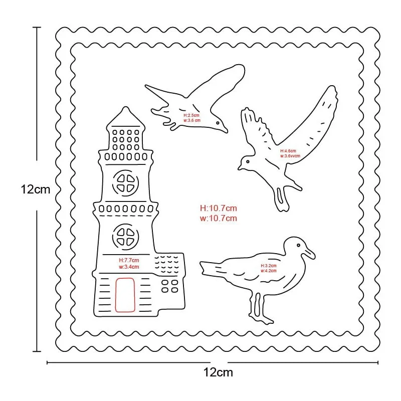 Metal Cutting Dies Lighthouse Seabird Die Mould Template For Diy Scrapbooking Album Decor Embossing Paper Card Crafts Die Cut