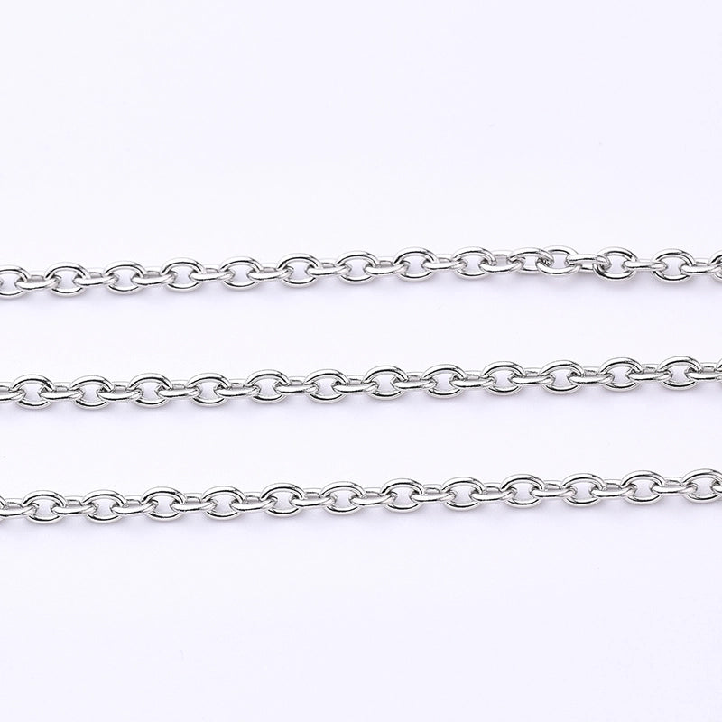 1 Roll 4*3mm 5*4mm 6*4.5mm 304 Stainless Steel Solid Color Polished Chain
