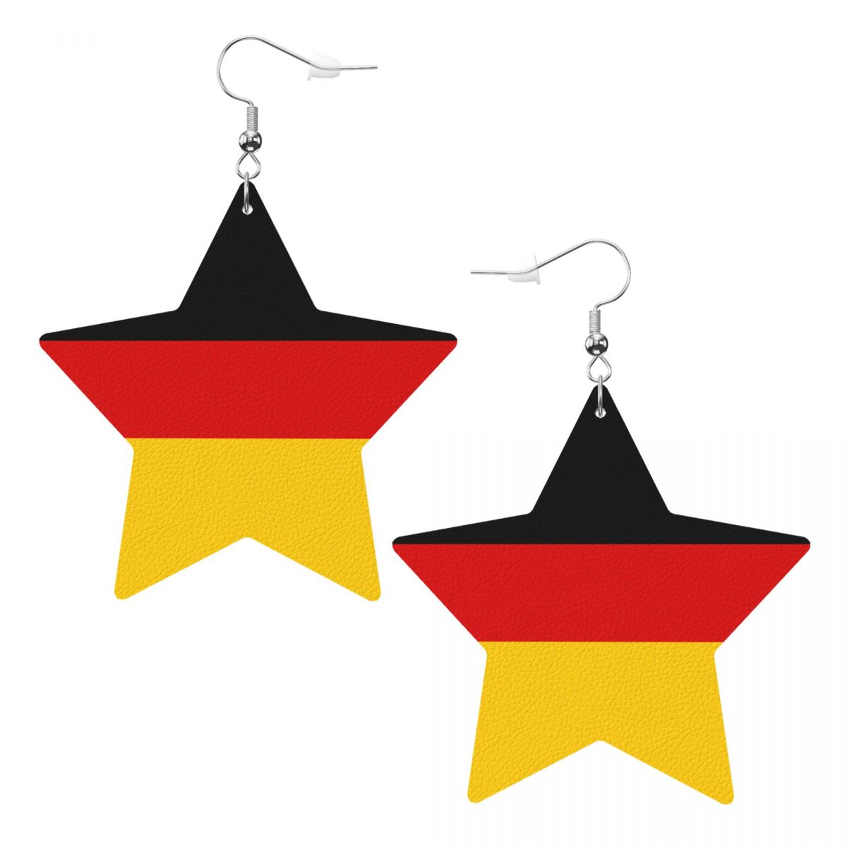 Germany Flag Faux Leather Star Dangle Earrings