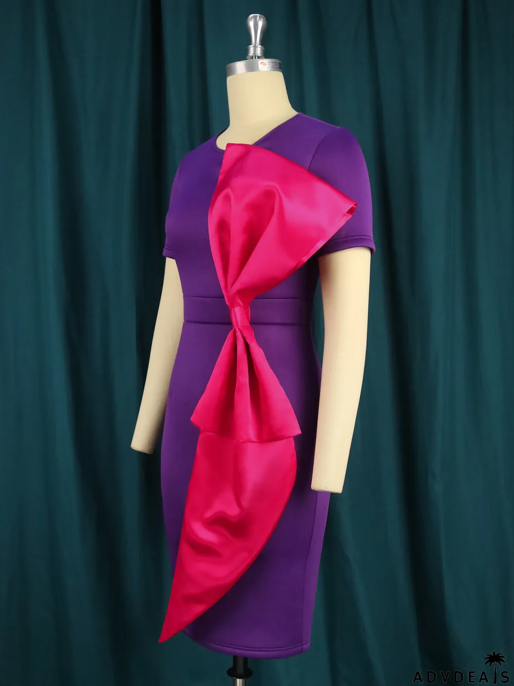 spring color contrast Bodycon Career wind big bow decoration dress Bow Dress