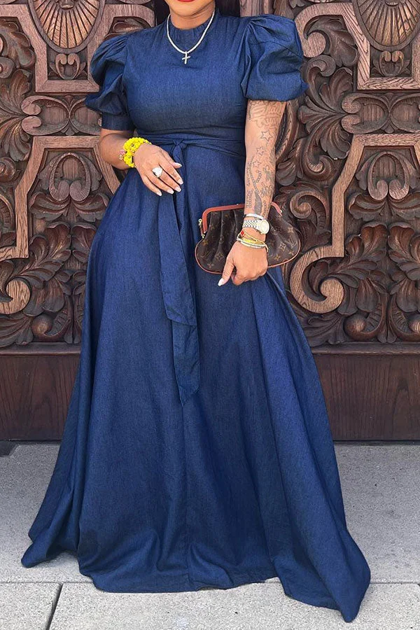 Solid Color Modern Lace-Up Maxi Dress