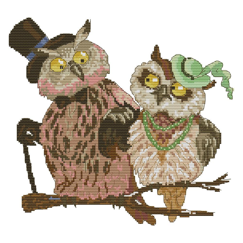 

Owl Couple - 14CT Stamped Cross Stitch - 33*31cm, 501 Original