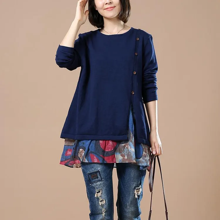 Navy layered sweaters plus size knitwear