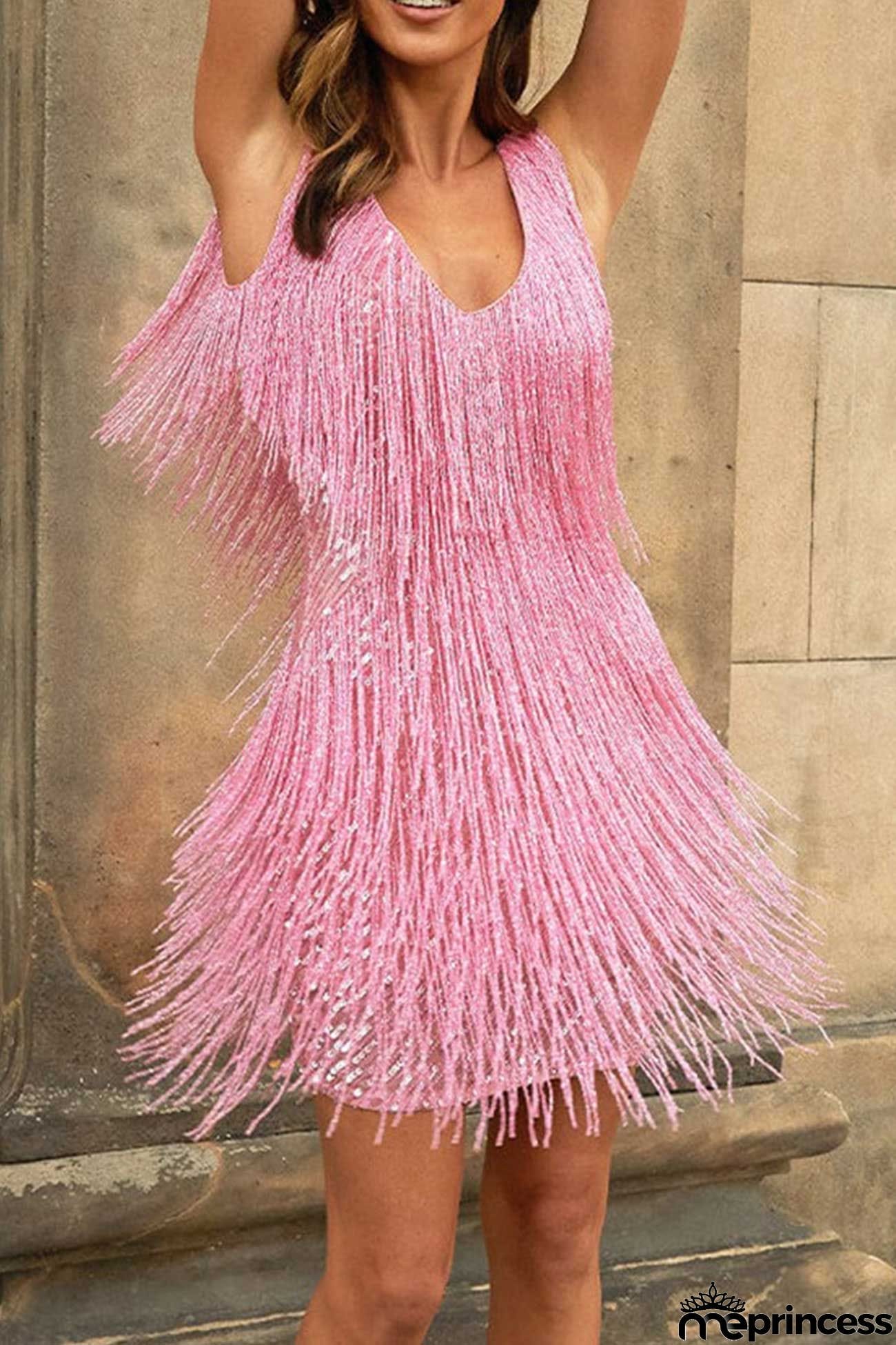 Sequins Tassel Tank Mini Dress