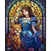 Diamond Painting -DIY Round Partial AB Drill Lion and Beauty（45x55cm）