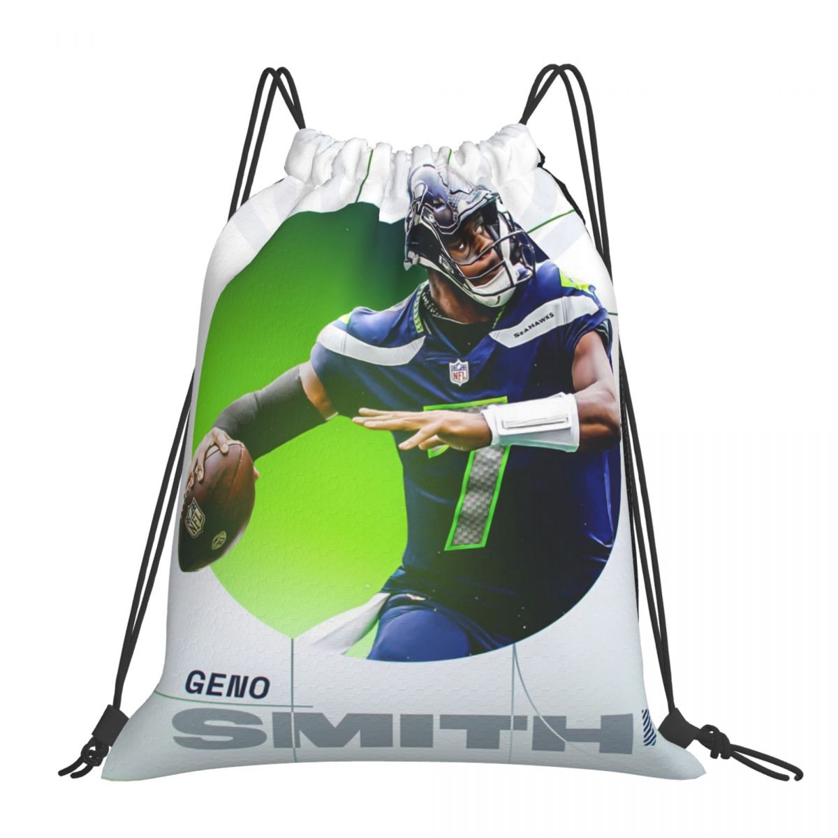 Seattle Seahawks Geno Smith Waterproof Adjustable Lightweight Gym Drawstring Bag