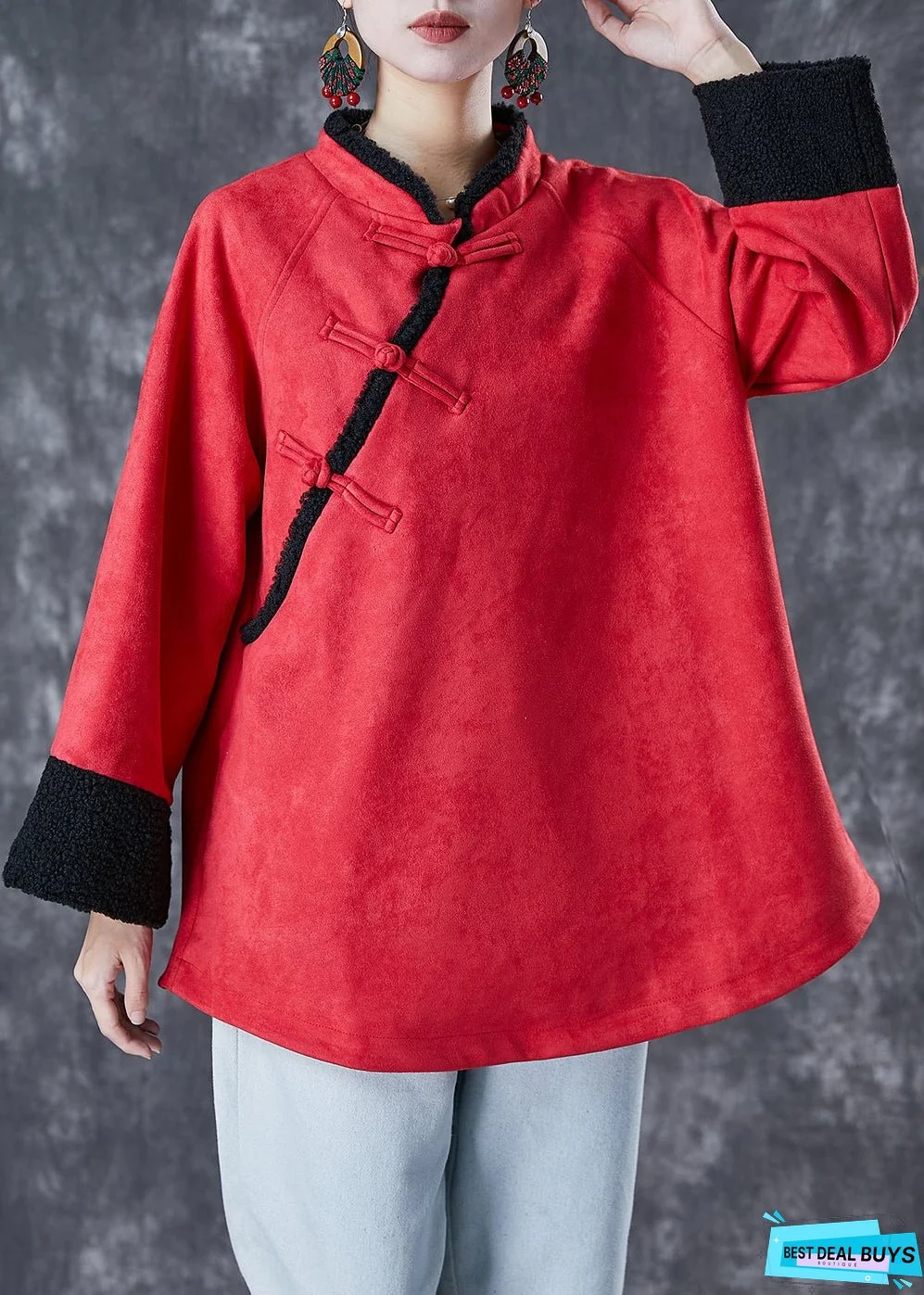 Vintage Mulberry Oversized Thick Cotton Chinese Style Coat Fall