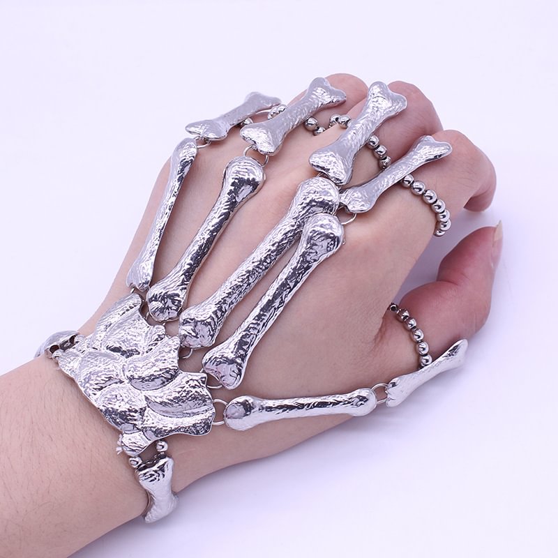 Retro punk skull finger bracelet