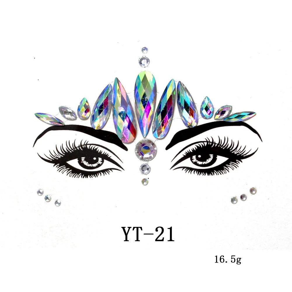 Sexy Style Rhinestone Acrylic Self-adhesive Jewelry Face Creative Tattoo Body Art Jewelry Masquerade Eyes Beauty Makeup Sticker
