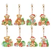 8pcs Christmas Bear DIY Diamond Painting Double Sided Keychains