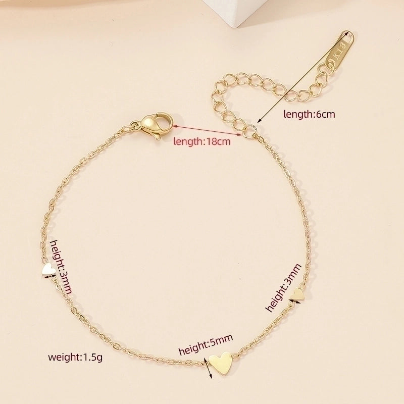 Elegant Romantic Heart Shape Titanium Steel 18K Gold Plated Bracelets In Bulk