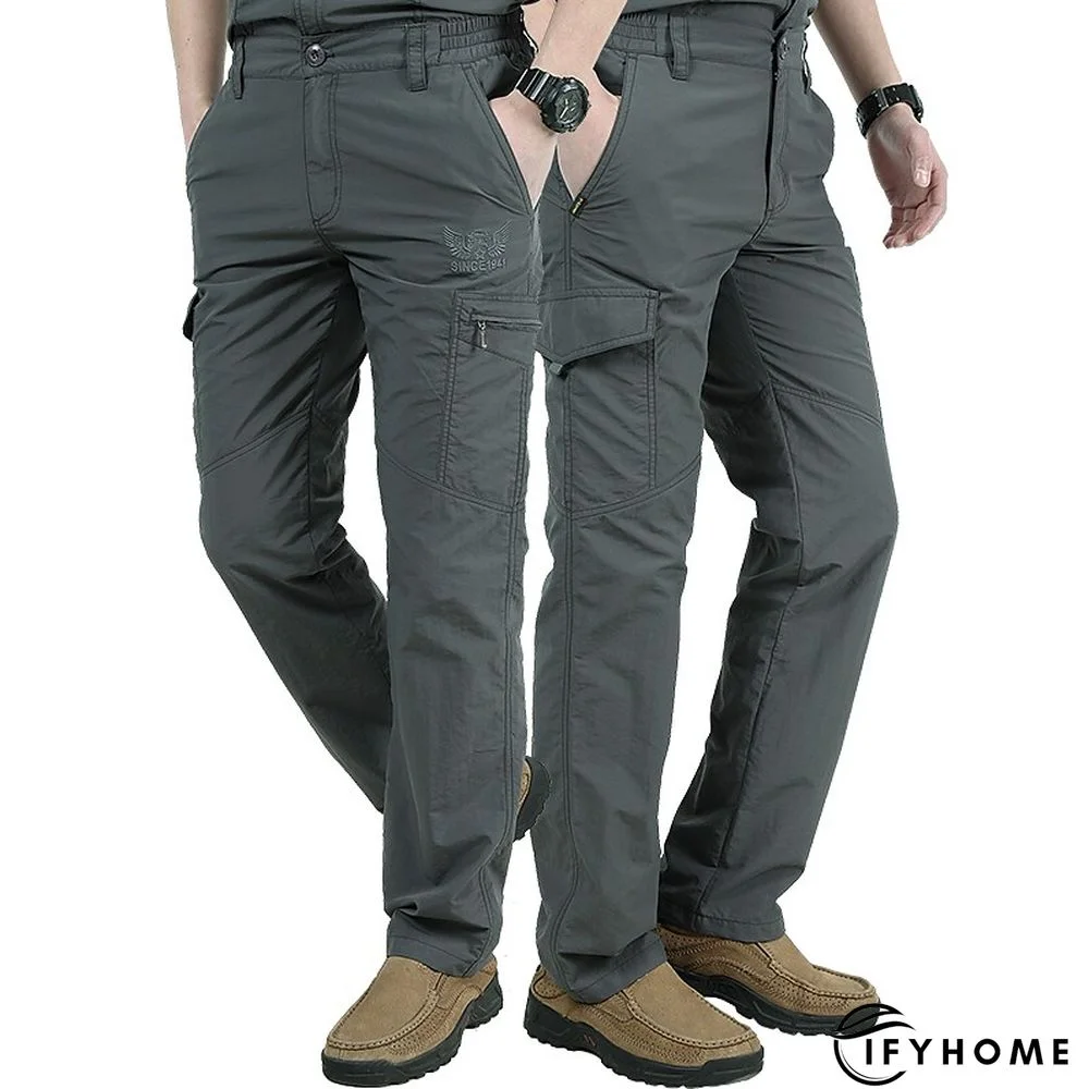 Men's Cargo Pants Hiking Pants Trousers Tactical Pants Military Summer Outdoor Ripstop Breathable Water Resistant Quick Dry Pants / Trousers Bottoms 6 Pockets Elastic Waist Black Army Green Hunting | IFYHOME