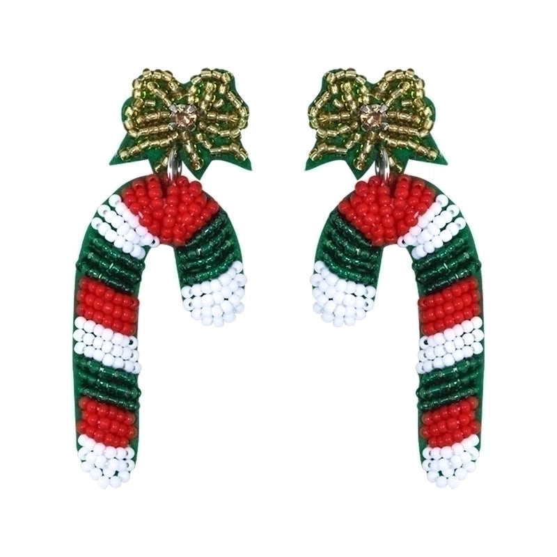 1 Piece Handmade Christmas Hat Christmas Tree Bell Handmade Plating Cloth Silver Plated Drop Earrings