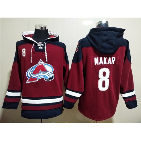 Men's Colorado Avalanche #8 Cale Makar Burgundy All Stitched Sweatshirt Hoodie RLF3