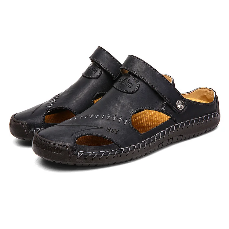 Men's casual hole shoes fashion half slippers British beach shoes