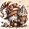Coffee Gnome-14CT Stamped Cross Stitch 40*40cm/15.75*15.75in tapestrymarket